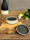 Handmade Ceramic Prep Plate Set | Blackstone Stoneware Artisan Condiment Plates | Olive Oil Dipping Plates | Available in Sets of 4, 6 or 8