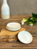 Handmade Ceramic Prep Plate Set | White Dove Stoneware Artisan Condiment Plates | Olive Oil Dipping Plates | Available in Sets of 4, 6 or 8