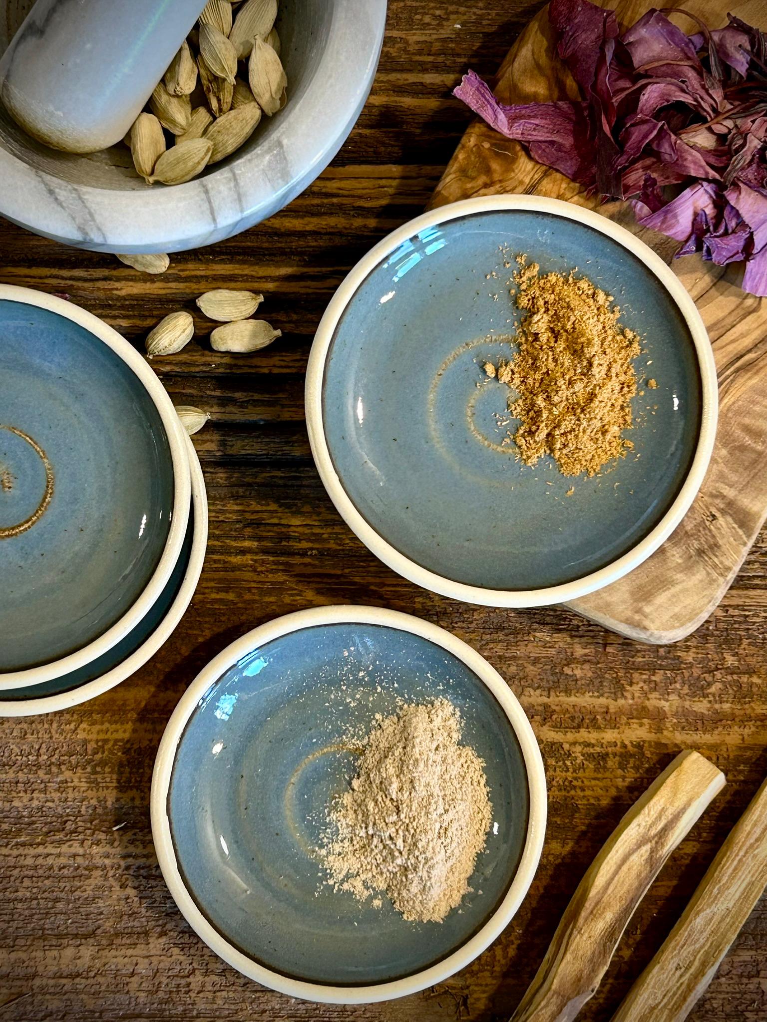 Handmade Ceramic Prep Plate Set | Riverdrift Stoneware Artisan Condiment Plates | Olive Oil Dipping Plates | Available in Sets of 4, 6 or 8