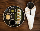 Handmade Ceramic Serving Plate SET | Blackstone Large Serving Plate with 4 Prep Plates | Stoneware Appetizer & Charcuterie | Sushi | Mezze