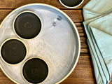 Handmade Ceramic Serving Plate SET | Linen Gray Large Serving Plate with 4 Prep Plates | Stoneware Appetizer & Charcuterie | Sushi | Mezze