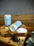 Handmade Ceramic Salt & Pepper Shaker Set | Linen Gray Artisan Stoneware Salt and Pepper Shakers | Modern Farmhouse | Pottery Kitchen Gift