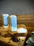 Handmade Ceramic Salt & Pepper Shaker Set | Linen Gray Artisan Stoneware Salt and Pepper Shakers | Modern Farmhouse | Pottery Kitchen Gift