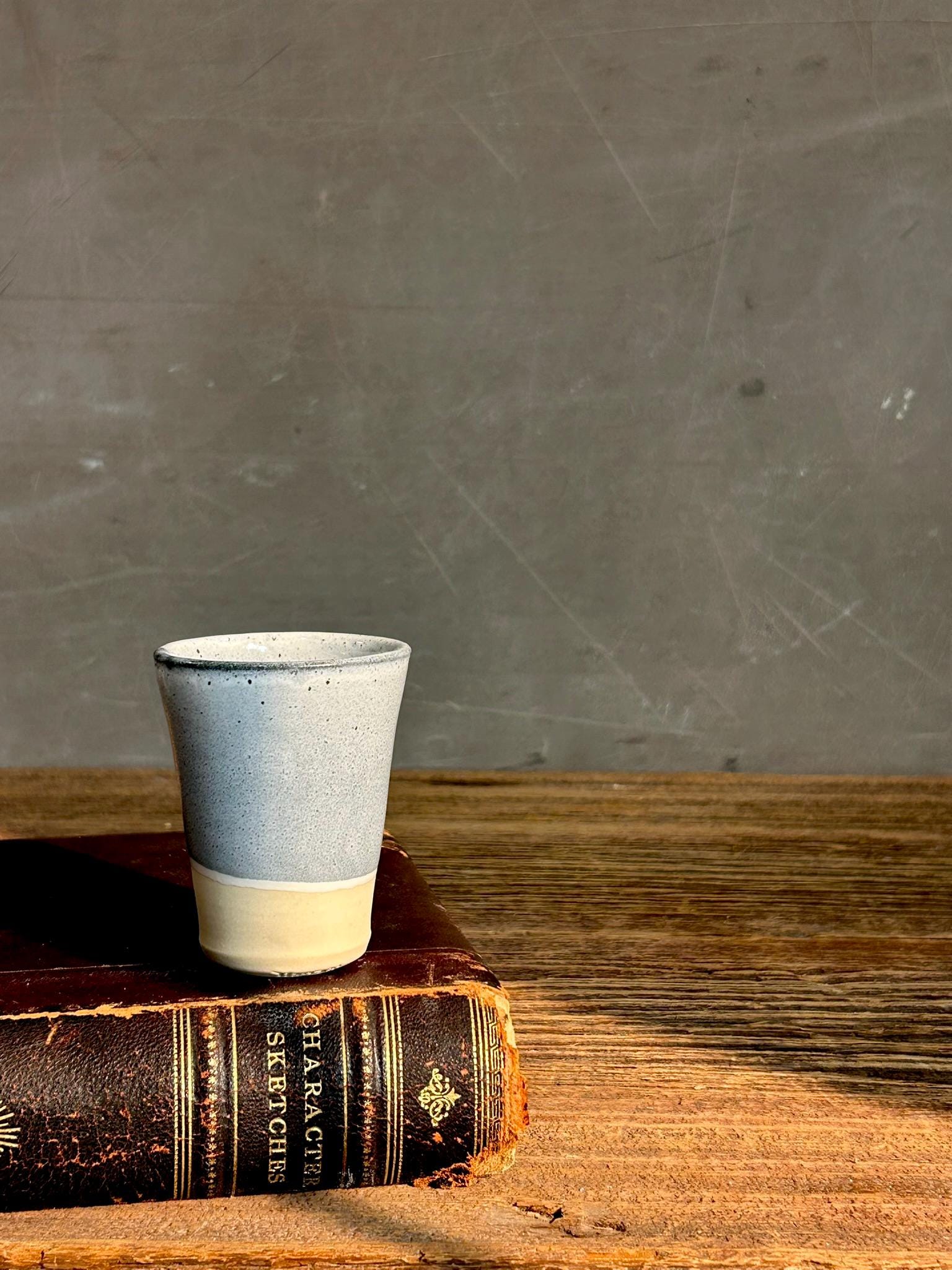 Handmade 4 oz Espresso Cup | Linen Gray Tall Artisan Ceramic Demitasse | Stoneware Cortado Cup | Handmade Espresso Lover Gift