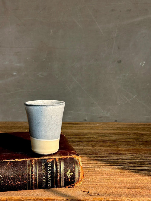 Handmade 4 oz Espresso Cup | Linen Gray Tall Artisan Ceramic Demitasse | Stoneware Cortado Cup | Handmade Espresso Lover Gift