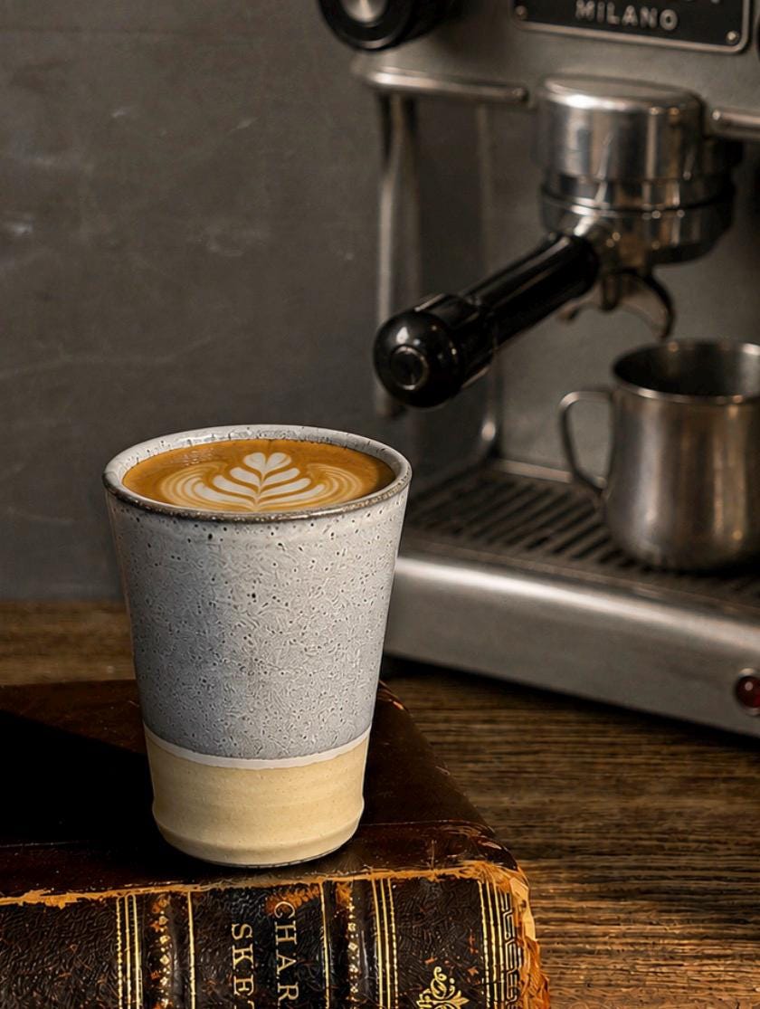 Handmade 4 oz Espresso Cup | Linen Gray Tall Artisan Ceramic Demitasse | Stoneware Cortado Cup | Handmade Espresso Lover Gift