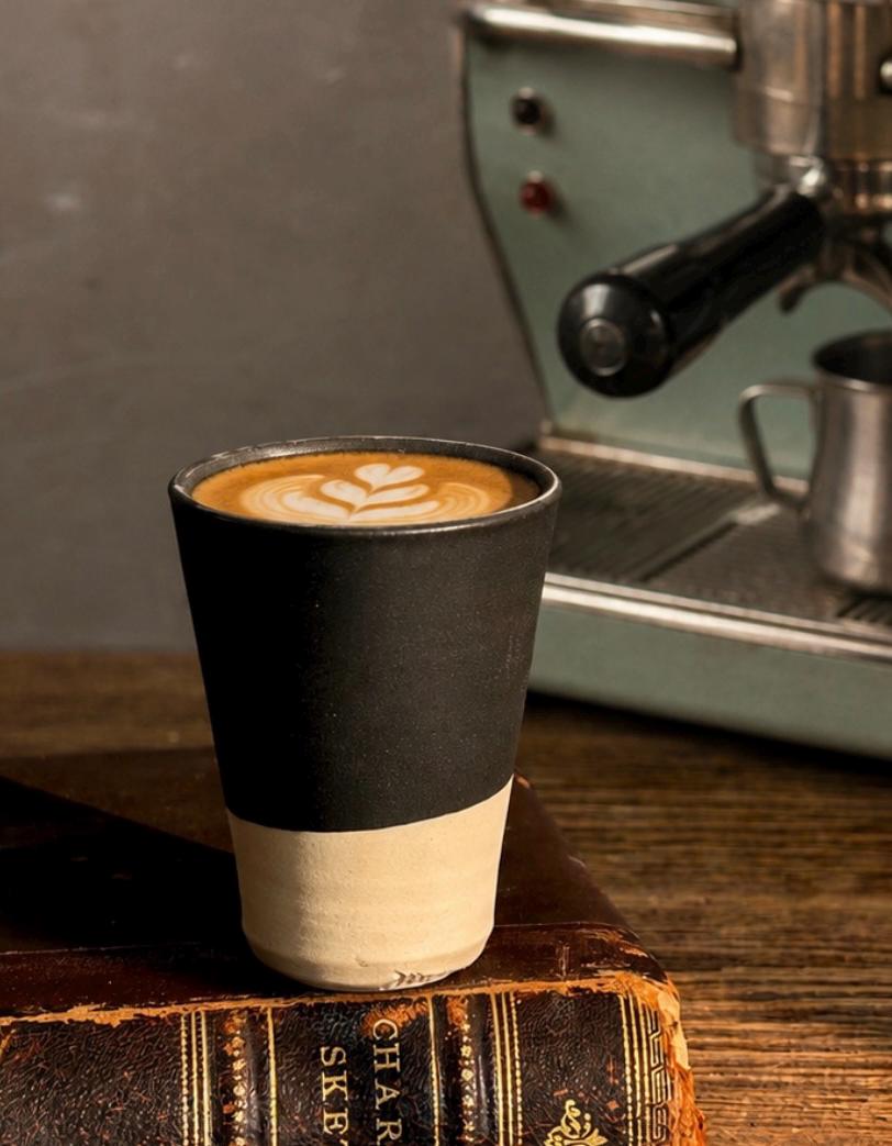 Handmade 4 oz Espresso Cup | Blackstone Tall Artisan Ceramic Demitasse | Stoneware Cortado Cup | Handmade Espresso Lover Gift