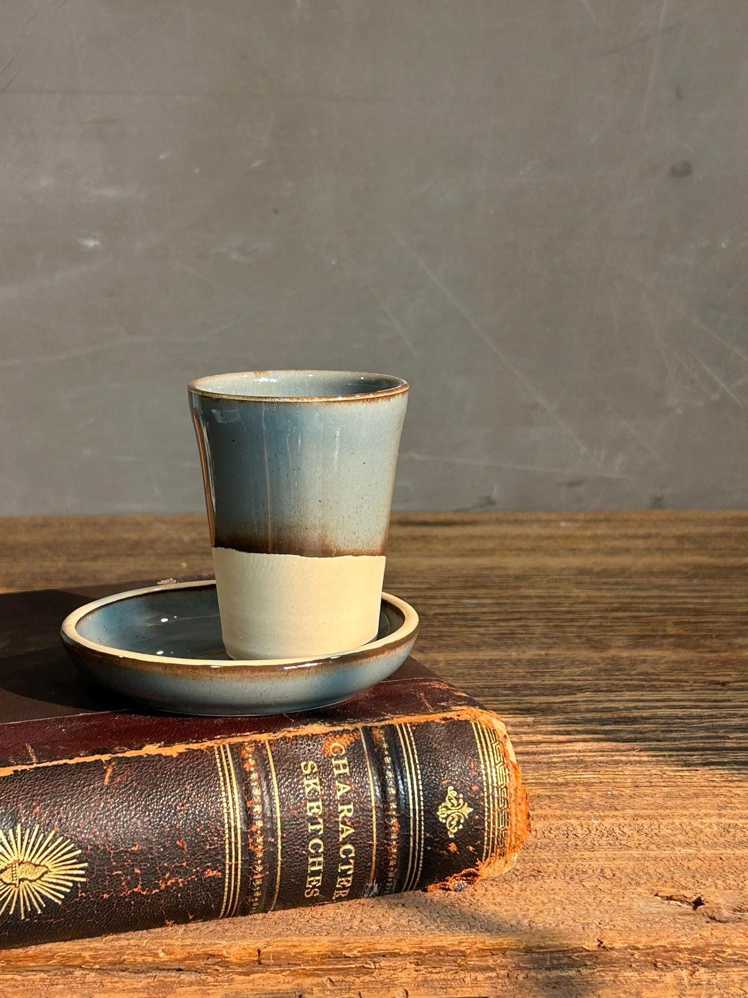 Handmade 4 oz Espresso Cup | Riverdrift Tall Artisan Ceramic Demitasse | Stoneware Cortado Cup | Handmade Espresso Lover Gift