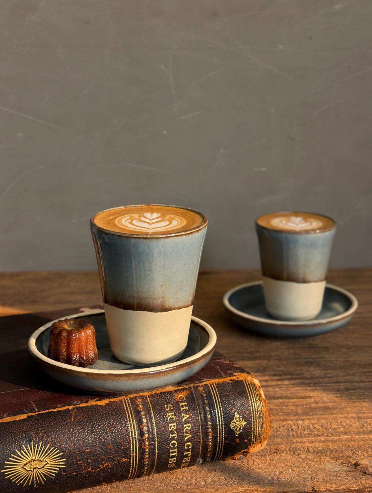Handmade 4 oz Espresso Cup | Riverdrift Tall Artisan Ceramic Demitasse | Stoneware Cortado Cup | Handmade Espresso Lover Gift