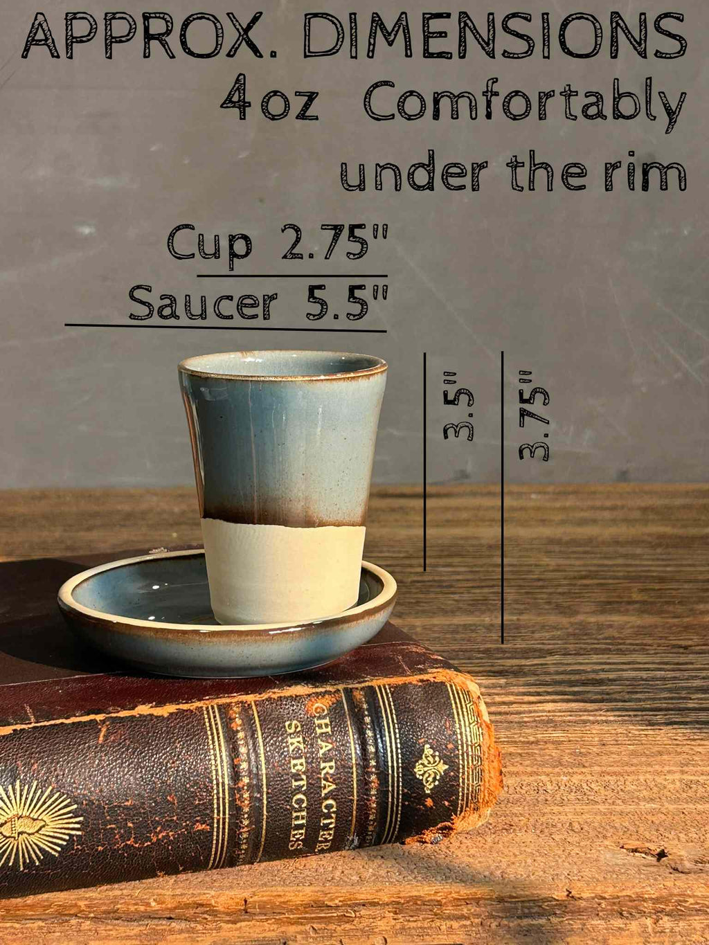 Handmade 4 oz Espresso Cup | Riverdrift Tall Artisan Ceramic Demitasse | Stoneware Cortado Cup | Handmade Espresso Lover Gift