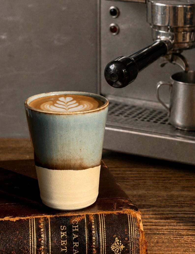 Handmade 4 oz Espresso Cup | Riverdrift Tall Artisan Ceramic Demitasse | Stoneware Cortado Cup | Handmade Espresso Lover Gift