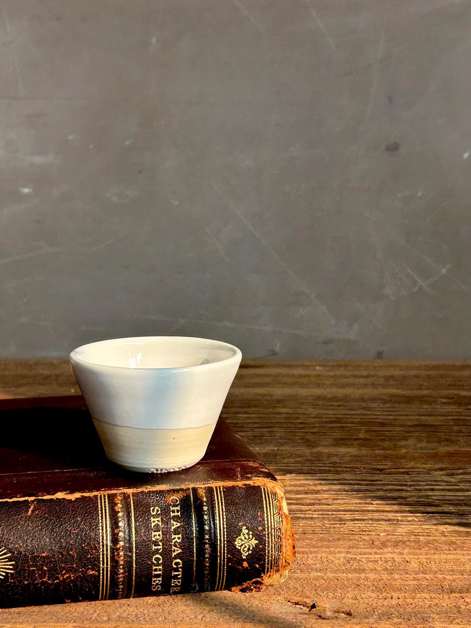 Handmade 4 oz Espresso Cup | White Dove Wide Artisan Ceramic Demitasse | Stoneware Cortado Cup | Handmade Espresso Lover Gift