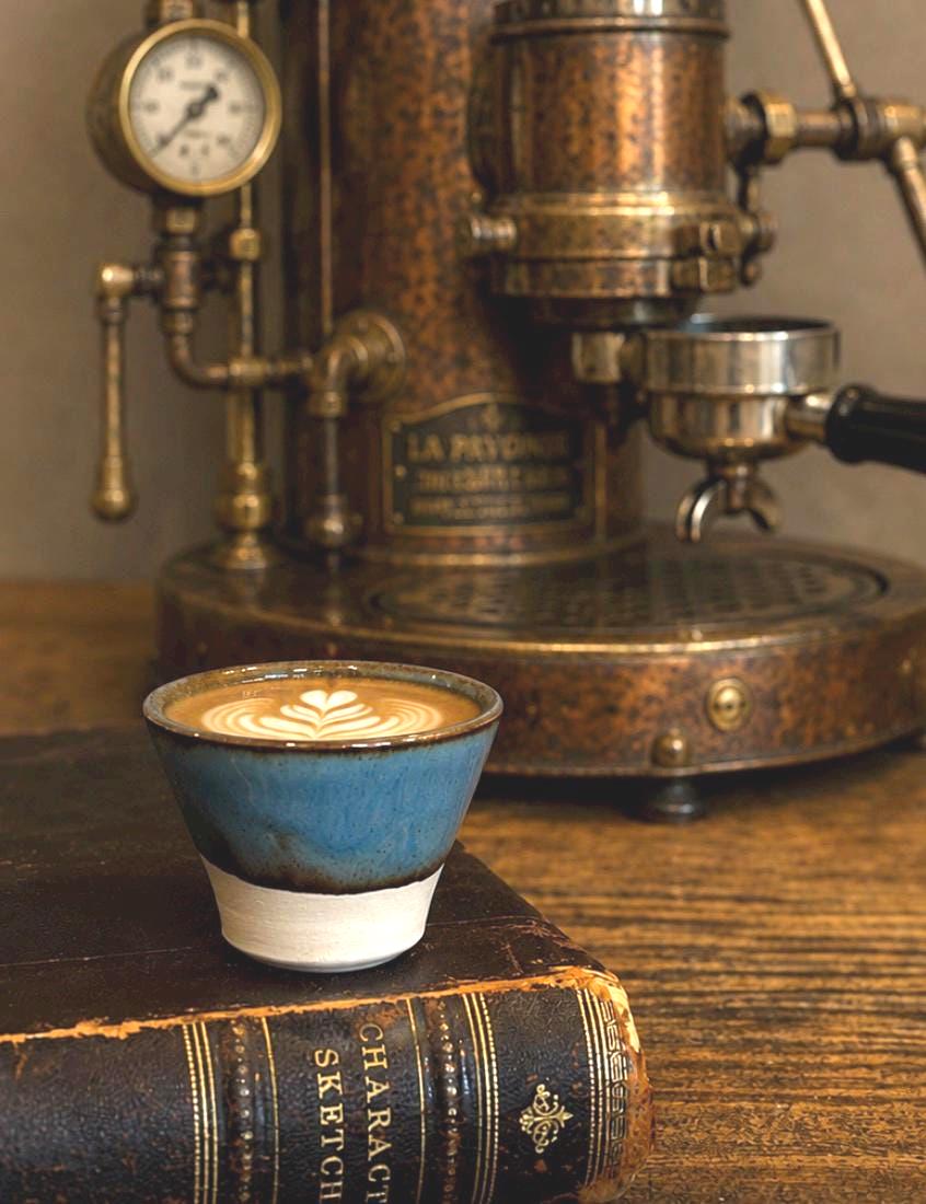 Handmade 4 oz Espresso Cup | Riverdrift Wide Artisan Ceramic Demitasse | Stoneware Cortado Cup | Handmade Espresso Lover Gift