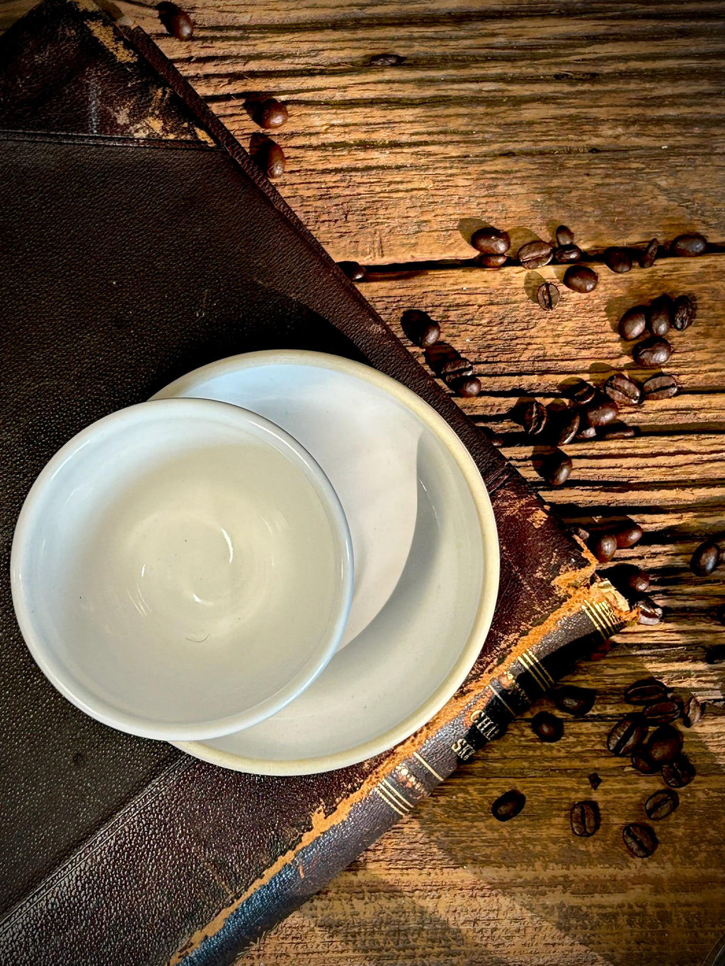 Handmade 4 oz Espresso Cup SET | Cup& Saucer | White Dove Wide Ceramic Demitasse SET | Stoneware Cortado Cup | Handmade Espresso Lover Gift