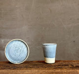 Handmade 4 oz Espresso Cup SET | Cup& Saucer | Linen Gray Tall Ceramic Demitasse SET | Stoneware Cortado Cup | Handmade Espresso Lover Gift