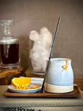 Handmade Ceramic Tumbler | Linen Gray Bell Stoneware Drinking Glass | Pottery Whiskey Tumbler | Lemonade | Tea | Juice
