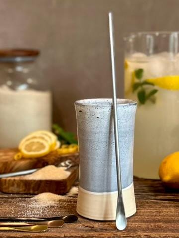 Handmade Ceramic Tumbler | Linen Gray Tall Stoneware Drinking Glass | Artisan Pottery Cup | Lemonade | Tea | Juice | Bath