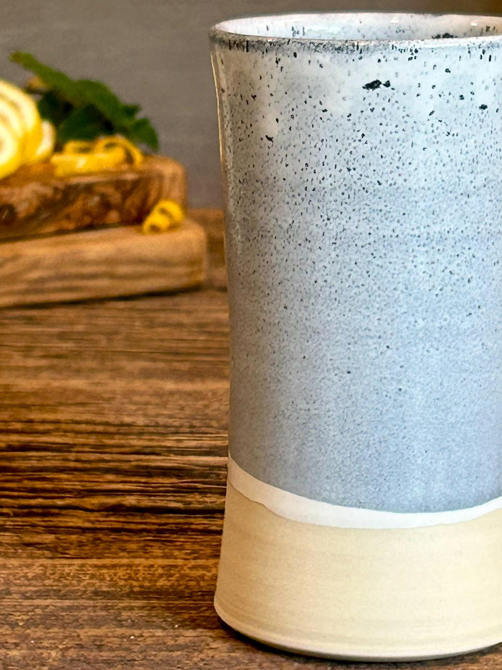 Handmade Ceramic Tumbler | Linen Gray Tall Stoneware Drinking Glass | Artisan Pottery Cup | Lemonade | Tea | Juice | Bath