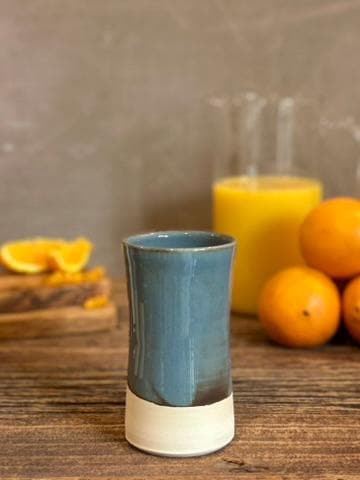 Handmade Ceramic Tumbler | Riverdrift Tall Stoneware Drinking Glass | Artisan Pottery Cup | Lemonade | Tea | Juice | Bath