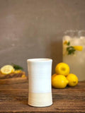 Handmade Ceramic Tumbler | White Dove Tall Stoneware Drinking Glass | Artisan Pottery Cup