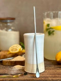 Handmade Ceramic Tumbler | White Dove Tall Stoneware Drinking Glass | Artisan Pottery Cup