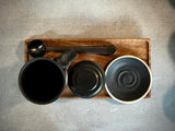 Handmade Loose Leaf Tea Gift Set | Ceramic Tall Mug with Lid, Stainless Steel Infuser, Tea Scoop & Acacia Tray | Blackstone | Gift Basket