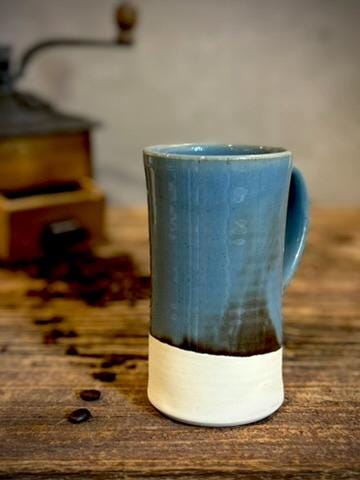 Handmade Stoneware Tall Mug | Riverdrift Blue | Rustic Ceramic Coffee Cup | Wheel Thrown | Artisan Coffee Mug