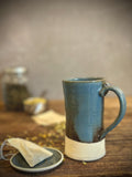 Handmade Stoneware Tall Mug | Riverdrift Blue | Rustic Ceramic Coffee Cup | Wheel Thrown | Artisan Coffee Mug