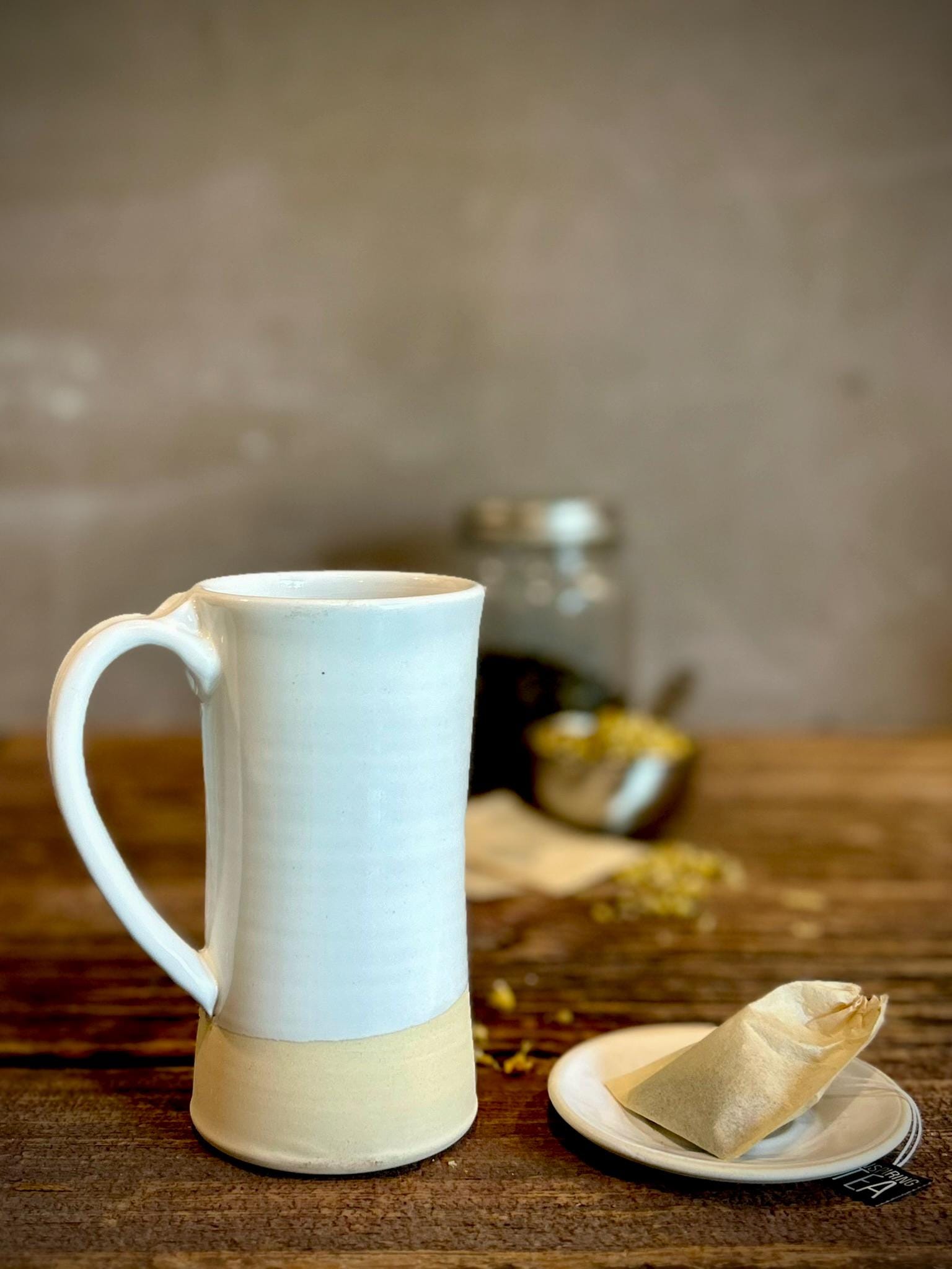 White Dove Handmade Ceramic Mug | Tall Stoneware Coffee mug | Wheel Thrown Pottery | Artisan Coffee Cup