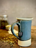 Handmade Ceramic Tall Mug with Multi-Use Lid Set | Riverdrift | Pottery Coffee Cup | Wheel Thrown