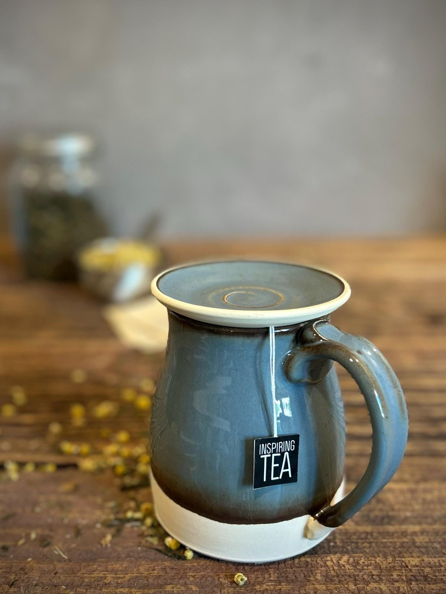 Handmade Ceramic Bell Mug with Multi-Use Lid Set | Riverdrift | Pottery Coffee Cup | Wheel Thrown
