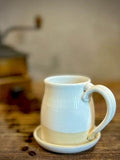Handmade Stoneware Coffee Mug | White Dove Bell Ceramic Mug | Wheel Thrown Pottery | Farmhouse Coffee Cup | Artisan Gift