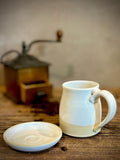 Handmade Stoneware Coffee Mug | White Dove Bell Ceramic Mug | Wheel Thrown Pottery | Farmhouse Coffee Cup | Artisan Gift