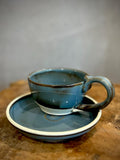 Handmade Stoneware Cappuccino Cup | Wheel-Thrown Riverdrift Ceramic Mug | Artisan Pottery | Rustic Coffee Cup | 10–12 oz