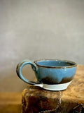 Handmade Stoneware Cappuccino Cup | Wheel-Thrown Riverdrift Ceramic Mug | Artisan Pottery | Rustic Coffee Cup | 10–12 oz