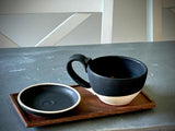 Handmade Stoneware Cappuccino Cup | Wheel-Thrown Blackstone Ceramic Mug | Artisan Pottery | Rustic Coffee Cup | 10–12 oz