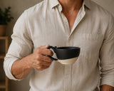 Handmade Stoneware Cappuccino Cup | Wheel-Thrown Blackstone Ceramic Mug | Artisan Pottery | Rustic Coffee Cup | 10–12 oz