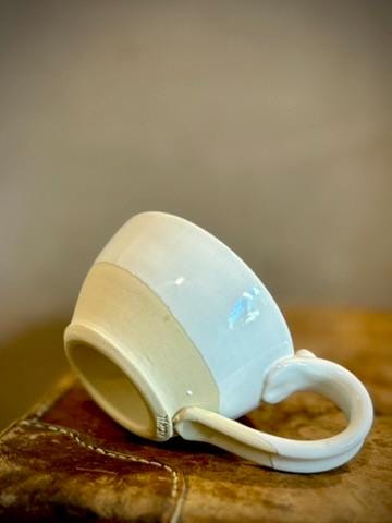 Handmade Stoneware Cappuccino Cup | Wheel-Thrown White Dove Ceramic Mug | Artisan Pottery | Rustic Coffee Cup | 10–12 oz