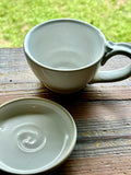 Handmade Stoneware Cappuccino Cup | Wheel-Thrown White Dove Ceramic Mug | Artisan Pottery | Rustic Coffee Cup | 10–12 oz
