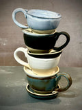 Handmade Stoneware Cappuccino Cup | Wheel-Thrown White Dove Ceramic Mug | Artisan Pottery | Rustic Coffee Cup | 10–12 oz