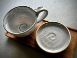 Handmade Stoneware Cappuccino Cup | Wheel-Thrown Linen Gray Ceramic Mug | Artisan Pottery | Rustic Coffee Cup | 10–12 oz