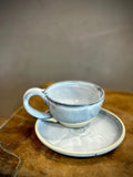 Handmade Stoneware Cappuccino Cup | Wheel-Thrown Linen Gray Ceramic Mug | Artisan Pottery | Rustic Coffee Cup | 10–12 oz