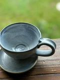 Handmade Stoneware Cappuccino Cup | Wheel-Thrown Linen Gray Ceramic Mug | Artisan Pottery | Rustic Coffee Cup | 10–12 oz