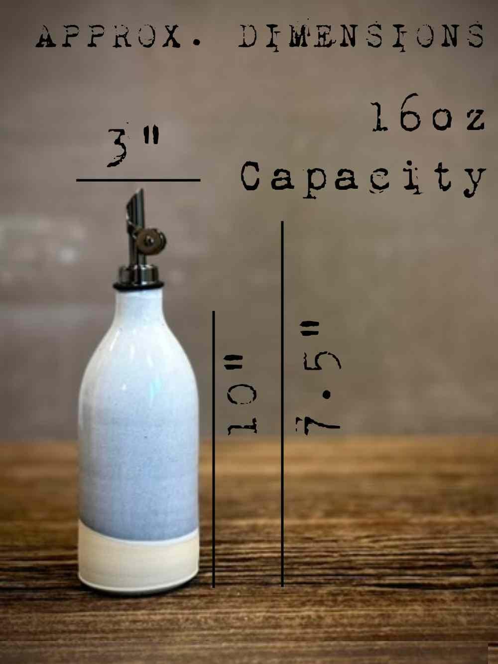 Handmade Ceramic Classic Olive Oil Dispenser | Linen Gray Stoneware Oil Pourer Bottle | Kitchen Counter Decor | Vinegar Cruet