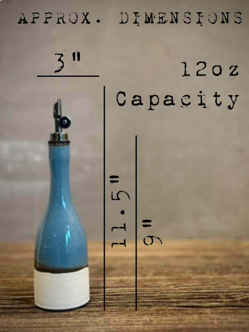 Handmade Ceramic Willow Olive Oil Dispenser | Riverdrift Stoneware Oil Pourer Bottle | Kitchen Counter Decor | Vinegar Cruet