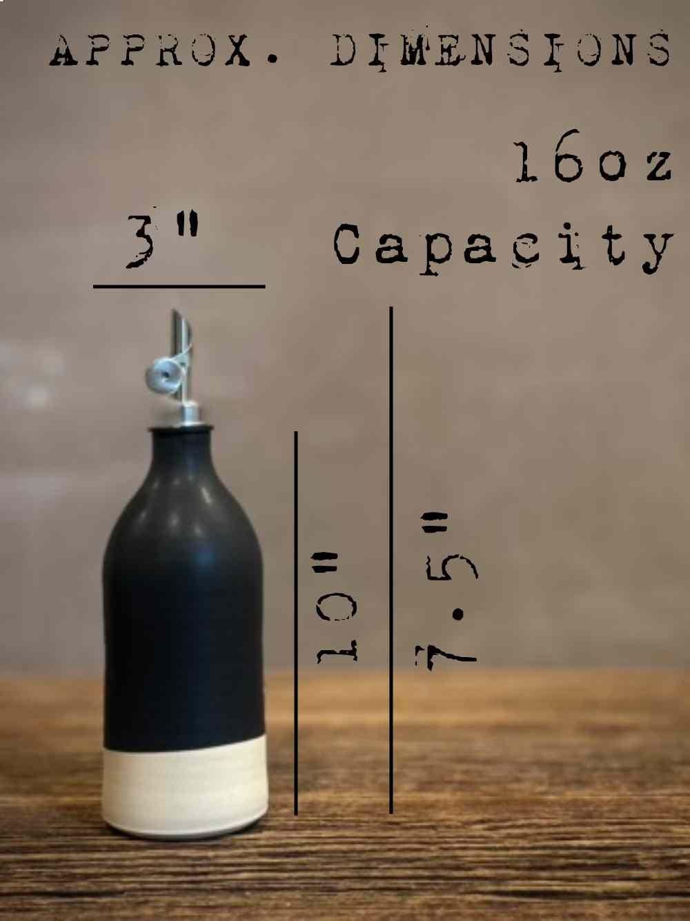 Handmade Ceramic Classic Olive Oil Dispenser | Blackstone Stoneware Oil Pourer Bottle | Kitchen Counter Decor | Vinegar Cruet