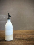 Handmade Ceramic Classic Olive Oil Dispenser | White Dove Stoneware Oil Pourer Bottle | Kitchen Counter Decor | Vinegar Cruet