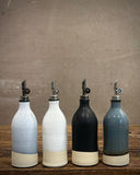 Handmade Ceramic Classic Olive Oil Dispenser | White Dove Stoneware Oil Pourer Bottle | Kitchen Counter Decor | Vinegar Cruet