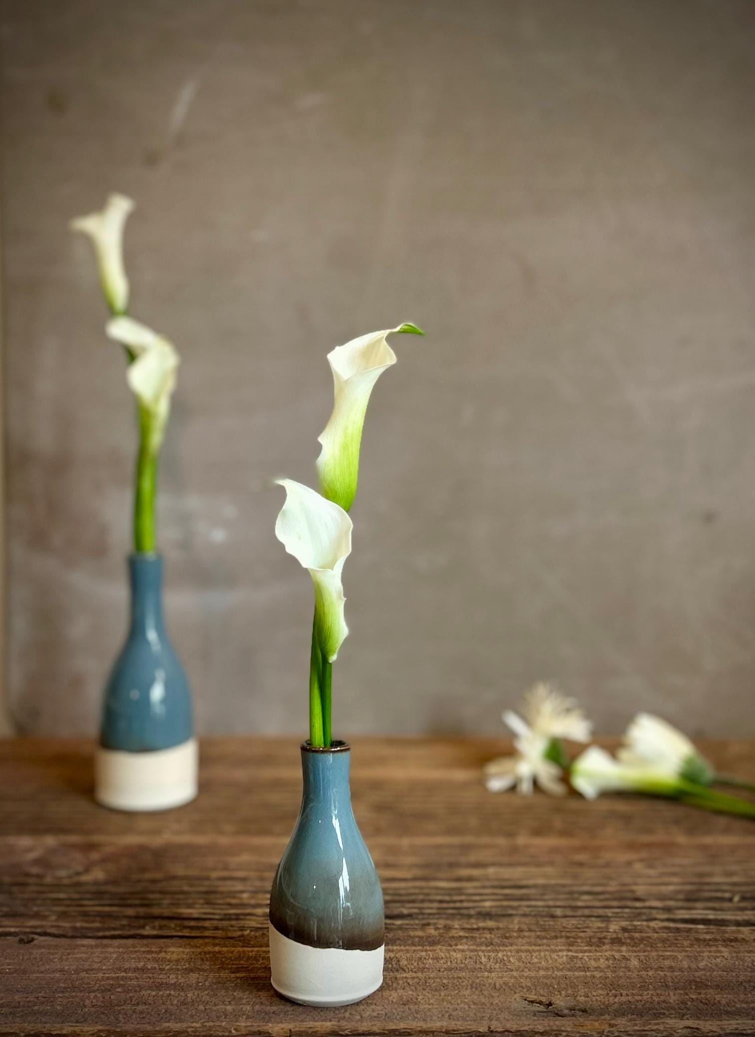 Riverdrift Bud Vase | Handmade Ceramic | Wheel-Thrown Stoneware Flower Vase |5" Mini Pottery Vase| Minimalist Farmhouse Blue Decor