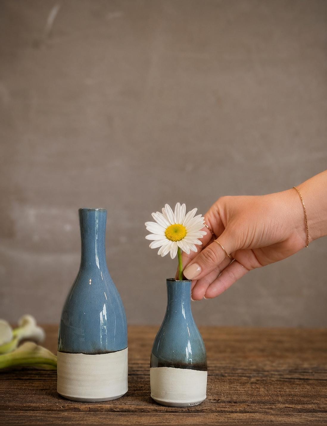 Riverdrift Bud Vase | Handmade Ceramic | Wheel-Thrown Stoneware Flower Vase |5" Mini Pottery Vase| Minimalist Farmhouse Blue Decor